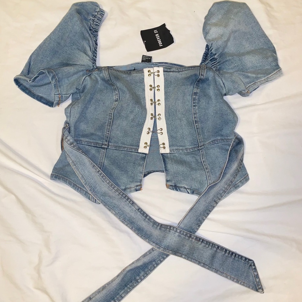 Denim crosset top